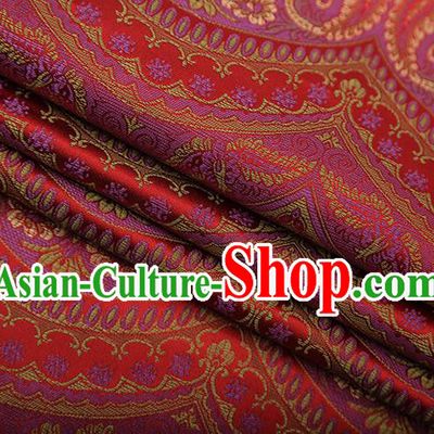Chinese Traditional Pattern Design Red Brocade Fabric Cheongsam Satin Tapestry Drapery