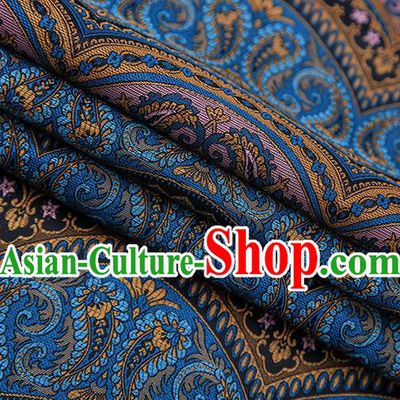 Chinese Traditional Pattern Design Navy Brocade Fabric Cheongsam Satin Tapestry Drapery