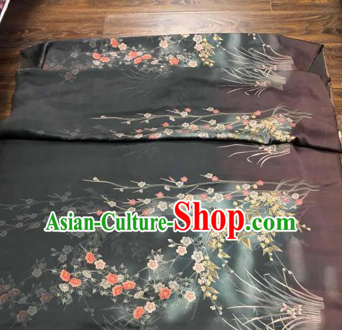 Chinese Traditional Primrose Design Pattern Black Silk Fabric Cheongsam Gambiered Guangdong Gauze Drapery Chinese Traditional Primrose Design Pattern Black Silk Fabric Cheongsam Gambiered Guangdong Gauze Drapery