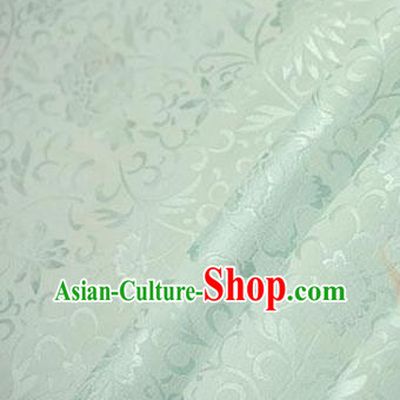 Chinese Traditional Little Flowers Pattern Design Light Green Brocade Fabric Hanfu Dress Satin Tapestry Drapery