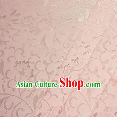 Chinese Traditional Little Flowers Pattern Design Light Pink Brocade Fabric Hanfu Dress Satin Tapestry Drapery