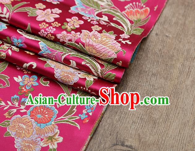 Chinese Traditional Phalaenopsis Pattern Rosy Brocade Fabric Cheongsam Satin Tapestry Drapery Chinese Traditional Phalaenopsis Pattern Rosy Brocade Fabric Cheongsam Satin Tapestry Drapery