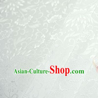 Chinese Traditional Little Flowers Pattern Design White Brocade Fabric Hanfu Dress Satin Tapestry Drapery