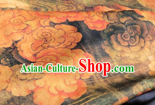Chinese Traditional Cloud Design Pattern Black Silk Fabric Cheongsam Gambiered Guangdong Gauze Drapery Chinese Traditional Cloud Design Pattern Black Silk Fabric Cheongsam Gambiered Guangdong Gauze Drapery