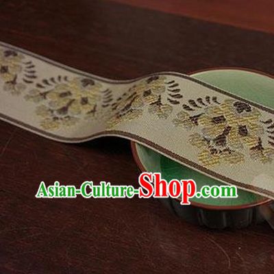 Chinese Traditional Embroidered Yellow Band Decorative Border Collar Accessories