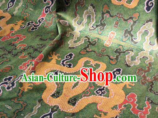 Chinese Traditional Cloud Dragon Design Pattern Green Silk Fabric Cheongsam Gambiered Guangdong Gauze Drapery Chinese Traditional Cloud Dragon Design Pattern Green Silk Fabric Cheongsam Gambiered Guangdong Gauze Drapery