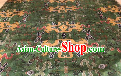 Chinese Traditional Cloud Dragon Design Pattern Green Silk Fabric Cheongsam Gambiered Guangdong Gauze Drapery Chinese Traditional Cloud Dragon Design Pattern Green Silk Fabric Cheongsam Gambiered Guangdong Gauze Drapery