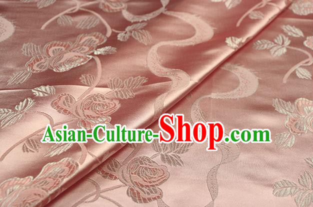 Chinese Traditional Roses Pattern Design Orange Brocade Fabric Hanfu Dress Satin Drapery Chinese Traditional Roses Pattern Design Orange Brocade Fabric Hanfu Dress Satin Drapery