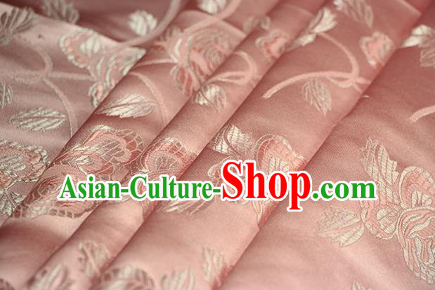 Chinese Traditional Roses Pattern Design Orange Brocade Fabric Hanfu Dress Satin Drapery Chinese Traditional Roses Pattern Design Orange Brocade Fabric Hanfu Dress Satin Drapery