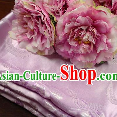 Chinese Traditional Roses Pattern Design Lilac Brocade Fabric Hanfu Dress Satin Drapery