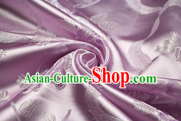 Chinese Traditional Roses Pattern Design Lilac Brocade Fabric Hanfu Dress Satin Drapery Chinese Traditional Roses Pattern Design Lilac Brocade Fabric Hanfu Dress Satin Drapery