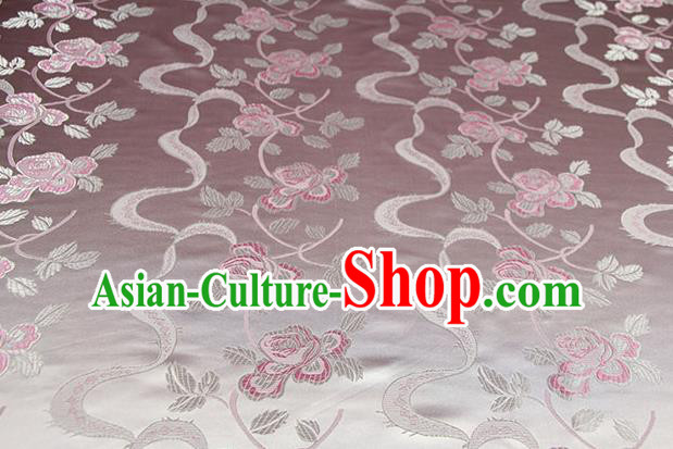 Chinese Traditional Roses Pattern Design Pink Brocade Fabric Hanfu Dress Satin Drapery Chinese Traditional Roses Pattern Design Pink Brocade Fabric Hanfu Dress Satin Drapery