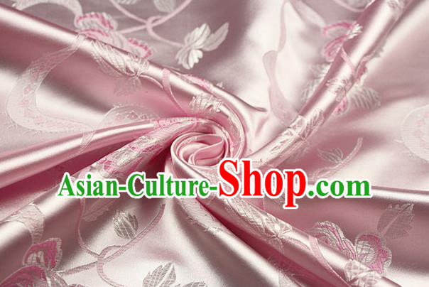 Chinese Traditional Roses Pattern Design Pink Brocade Fabric Hanfu Dress Satin Drapery Chinese Traditional Roses Pattern Design Pink Brocade Fabric Hanfu Dress Satin Drapery