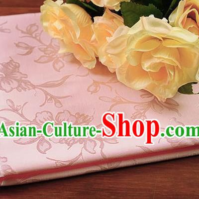 Chinese Traditional Magnolia Pattern Design Pink Brocade Fabric Hanfu Dress Satin Drapery
