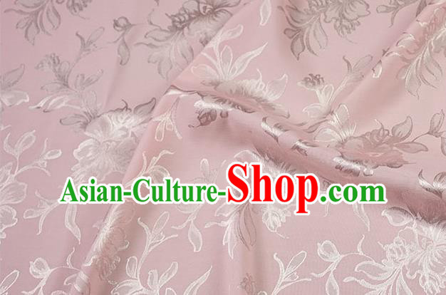 Chinese Traditional Magnolia Pattern Design Pink Brocade Fabric Hanfu Dress Satin Drapery
