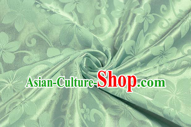 Chinese Traditional Peach Flowers Pattern Design Green Brocade Fabric Hanfu Dress Satin Drapery Chinese Traditional Peach Flowers Pattern Design Green Brocade Fabric Hanfu Dress Satin Drapery