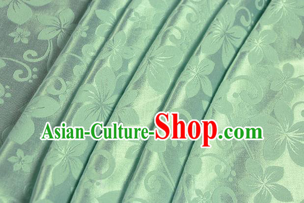 Chinese Traditional Peach Flowers Pattern Design Green Brocade Fabric Hanfu Dress Satin Drapery Chinese Traditional Peach Flowers Pattern Design Green Brocade Fabric Hanfu Dress Satin Drapery