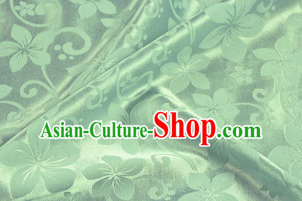 Chinese Traditional Peach Flowers Pattern Design Green Brocade Fabric Hanfu Dress Satin Drapery Chinese Traditional Peach Flowers Pattern Design Green Brocade Fabric Hanfu Dress Satin Drapery