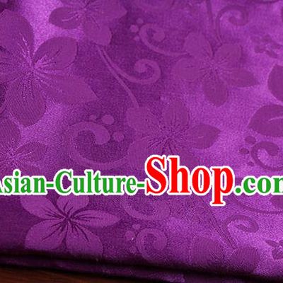 Chinese Traditional Peach Flowers Pattern Design Purple Brocade Fabric Hanfu Dress Satin Drapery