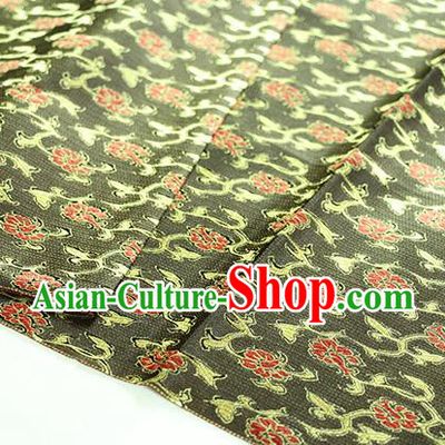 Chinese Traditional Roses Pattern Design Brown Brocade Fabric Hanfu Dress Satin Drapery