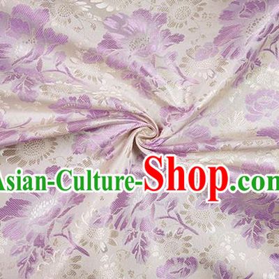 Chinese Traditional Purple Daisy Pattern Design Brocade Fabric Hanfu Dress Satin Drapery