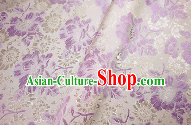 Chinese Traditional Purple Daisy Pattern Design Brocade Fabric Hanfu Dress Satin Drapery Chinese Traditional Purple Daisy Pattern Design Brocade Fabric Hanfu Dress Satin Drapery