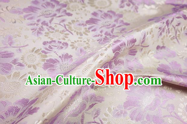 Chinese Traditional Purple Daisy Pattern Design Brocade Fabric Hanfu Dress Satin Drapery Chinese Traditional Purple Daisy Pattern Design Brocade Fabric Hanfu Dress Satin Drapery