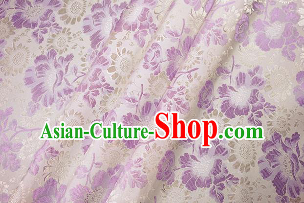 Chinese Traditional Purple Daisy Pattern Design Brocade Fabric Hanfu Dress Satin Drapery Chinese Traditional Purple Daisy Pattern Design Brocade Fabric Hanfu Dress Satin Drapery