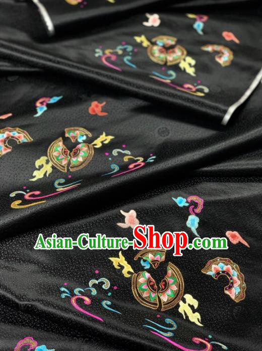 Chinese Classical Embroidered Pattern Design Black Silk Fabric Asian Traditional Hanfu Brocade Material Chinese Classical Embroidered Pattern Design Black Silk Fabric Asian Traditional Hanfu Brocade Material