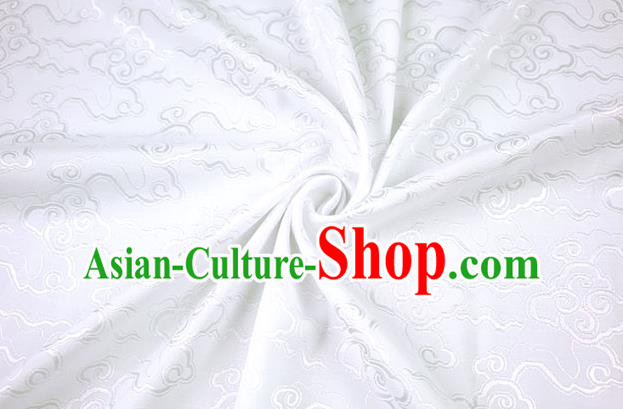 Chinese Traditional Cloud Pattern Design White Brocade Fabric Hanfu Dress Satin Drapery Chinese Traditional Cloud Pattern Design White Brocade Fabric Hanfu Dress Satin Drapery