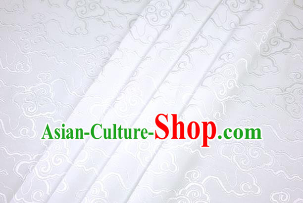 Chinese Traditional Cloud Pattern Design White Brocade Fabric Hanfu Dress Satin Drapery Chinese Traditional Cloud Pattern Design White Brocade Fabric Hanfu Dress Satin Drapery
