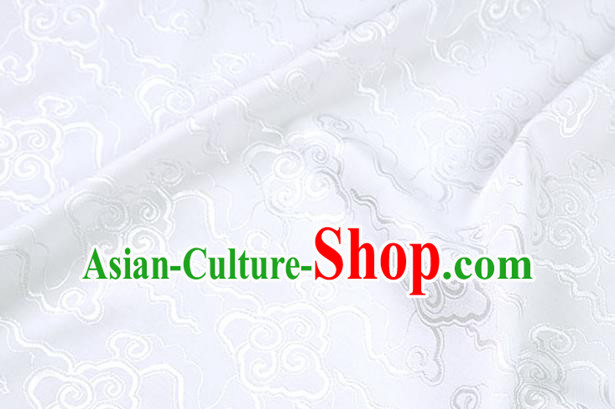 Chinese Traditional Cloud Pattern Design White Brocade Fabric Hanfu Dress Satin Drapery Chinese Traditional Cloud Pattern Design White Brocade Fabric Hanfu Dress Satin Drapery