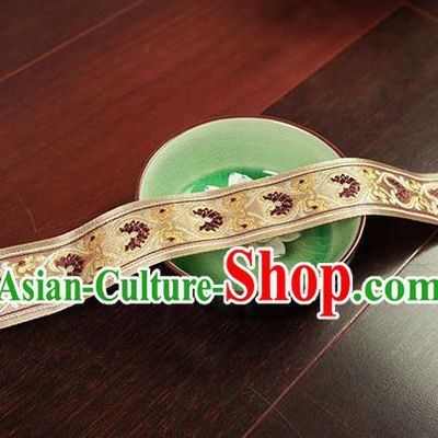 Chinese Traditional Embroidered Light Brown Band Decorative Border Collar Accessories