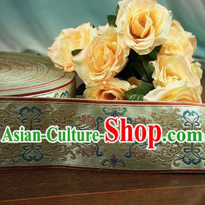 Chinese Traditional Embroidered Green Braid Band Decorative Border Collar Accessories