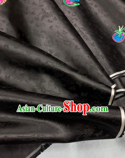Chinese Classical Embroidered Orchid Pattern Design Black Silk Fabric Asian Traditional Hanfu Brocade Material Chinese Classical Embroidered Orchid Pattern Design Black Silk Fabric Asian Traditional Hanfu Brocade Material