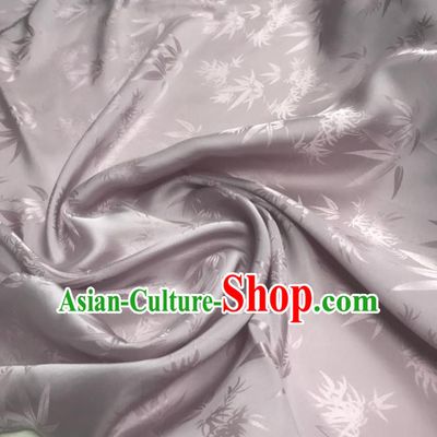 Chinese Traditional Bamboo Leaf Design Pattern Lilac Silk Fabric Cheongsam Mulberry Silk Drapery
