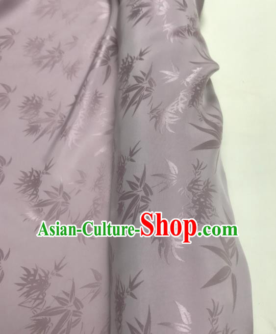 Chinese Traditional Bamboo Leaf Design Pattern Lilac Silk Fabric Cheongsam Mulberry Silk Drapery Chinese Traditional Bamboo Leaf Design Pattern Lilac Silk Fabric Cheongsam Mulberry Silk Drapery