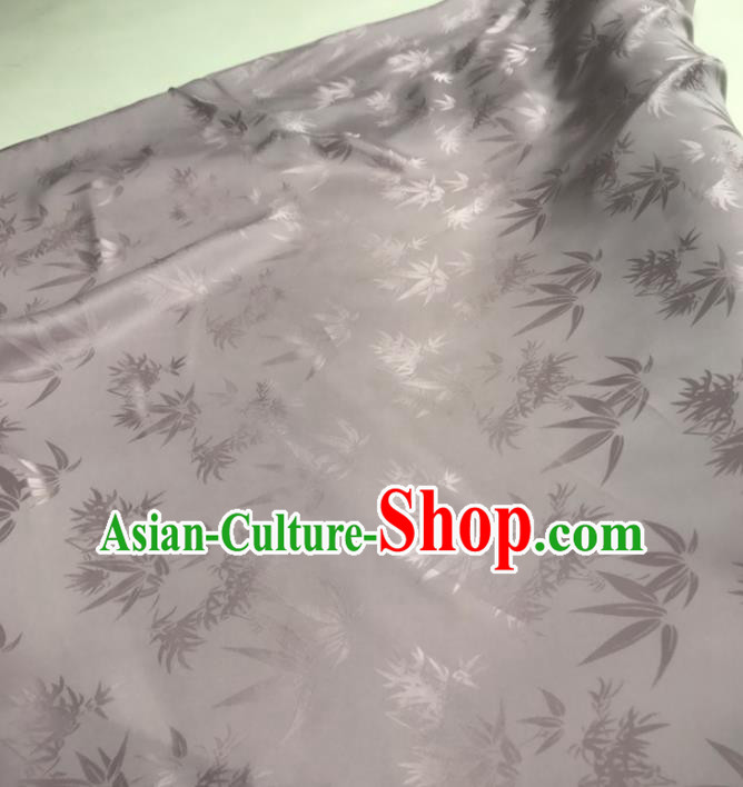 Chinese Traditional Bamboo Leaf Design Pattern Lilac Silk Fabric Cheongsam Mulberry Silk Drapery Chinese Traditional Bamboo Leaf Design Pattern Lilac Silk Fabric Cheongsam Mulberry Silk Drapery