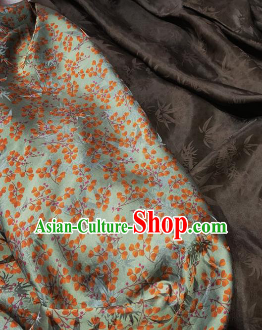 Chinese Traditional Bamboo Leaf Design Pattern Green Silk Fabric Cheongsam Mulberry Silk Drapery Chinese Traditional Bamboo Leaf Design Pattern Green Silk Fabric Cheongsam Mulberry Silk Drapery