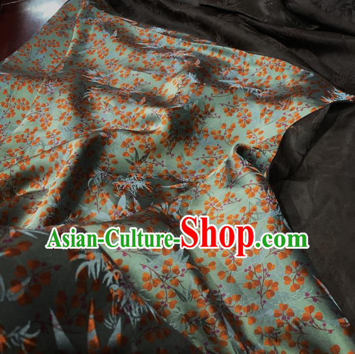 Chinese Traditional Bamboo Leaf Design Pattern Green Silk Fabric Cheongsam Mulberry Silk Drapery Chinese Traditional Bamboo Leaf Design Pattern Green Silk Fabric Cheongsam Mulberry Silk Drapery
