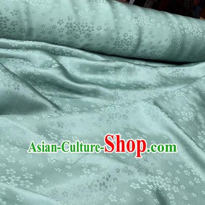 Chinese Traditional Sakura Design Pattern Green Silk Fabric Cheongsam Mulberry Silk Drapery