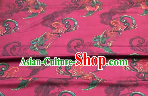 Chinese Traditional Phoenix Design Pattern Rosy Silk Fabric Cheongsam Gambiered Guangdong Gauze Drapery Chinese Traditional Phoenix Design Pattern Rosy Silk Fabric Cheongsam Gambiered Guangdong Gauze Drapery