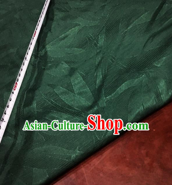 Chinese Traditional Leaf Design Pattern Deep Green Silk Fabric Cheongsam Mulberry Silk Drapery Chinese Traditional Leaf Design Pattern Deep Green Silk Fabric Cheongsam Mulberry Silk Drapery