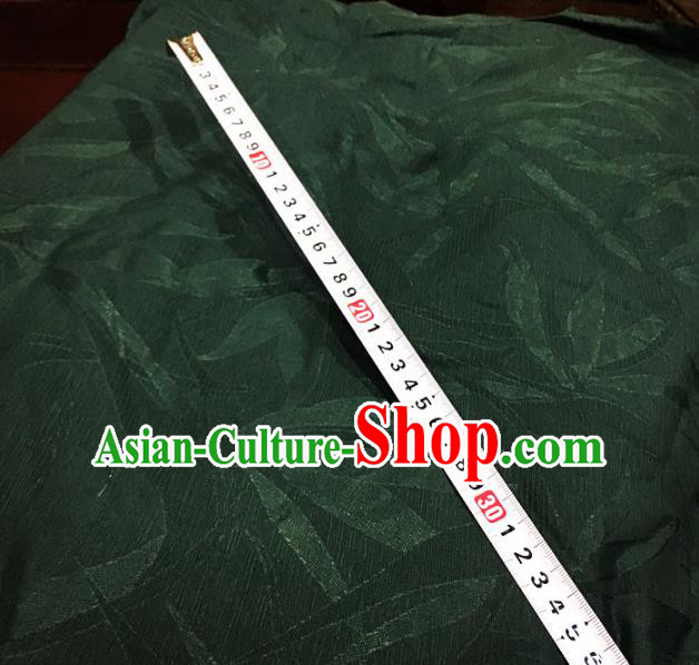 Chinese Traditional Leaf Design Pattern Deep Green Silk Fabric Cheongsam Mulberry Silk Drapery Chinese Traditional Leaf Design Pattern Deep Green Silk Fabric Cheongsam Mulberry Silk Drapery