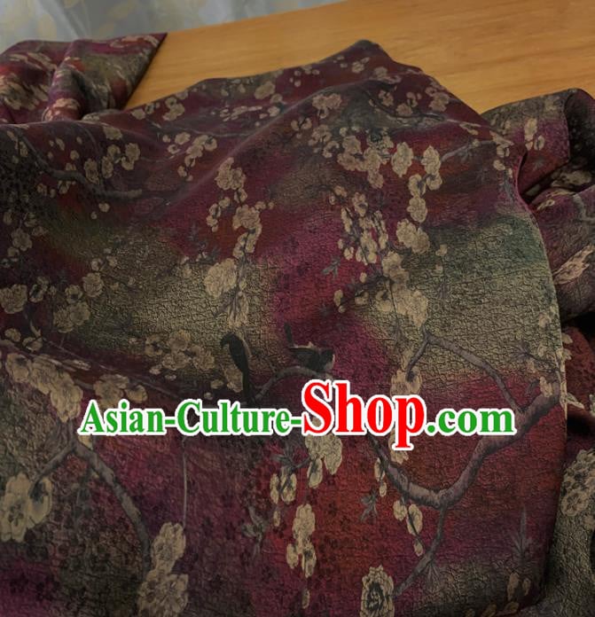 Chinese Traditional Plum Blossom Design Pattern Purple Silk Fabric Cheongsam Mulberry Silk Drapery Chinese Traditional Plum Blossom Design Pattern Purple Silk Fabric Cheongsam Mulberry Silk Drapery