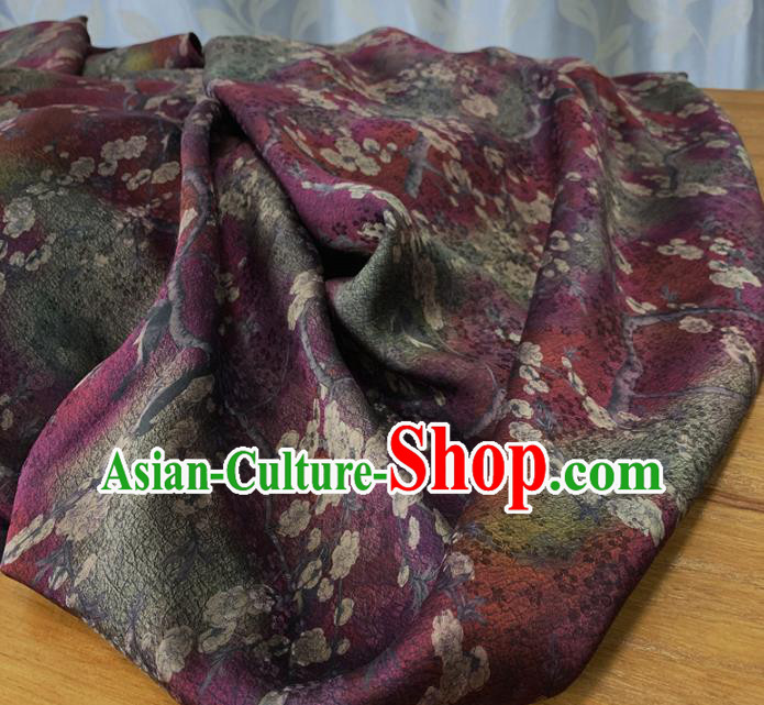 Chinese Traditional Plum Blossom Design Pattern Purple Silk Fabric Cheongsam Mulberry Silk Drapery Chinese Traditional Plum Blossom Design Pattern Purple Silk Fabric Cheongsam Mulberry Silk Drapery