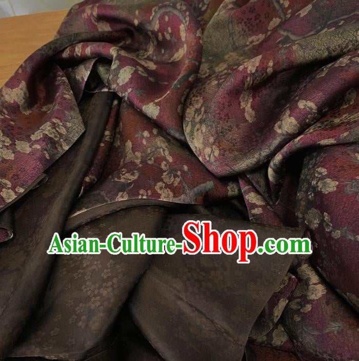Chinese Traditional Plum Blossom Design Pattern Purple Silk Fabric Cheongsam Mulberry Silk Drapery Chinese Traditional Plum Blossom Design Pattern Purple Silk Fabric Cheongsam Mulberry Silk Drapery