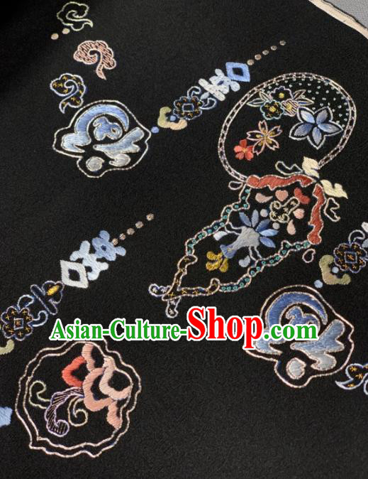 Chinese Classical Embroidered Pattern Design Black Silk Fabric Asian Traditional Hanfu Brocade Material Chinese Classical Embroidered Pattern Design Black Silk Fabric Asian Traditional Hanfu Brocade Material