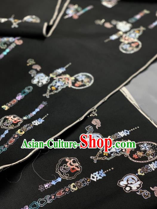 Chinese Classical Embroidered Pattern Design Black Silk Fabric Asian Traditional Hanfu Brocade Material Chinese Classical Embroidered Pattern Design Black Silk Fabric Asian Traditional Hanfu Brocade Material