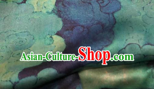 Chinese Traditional Cloud Design Pattern Navy Silk Fabric Cheongsam Gambiered Guangdong Gauze Drapery Chinese Traditional Cloud Design Pattern Navy Silk Fabric Cheongsam Gambiered Guangdong Gauze Drapery